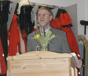 Det var frste gang den nye borgmester, John Solkr Pedersen, talte til Brandvrnene
